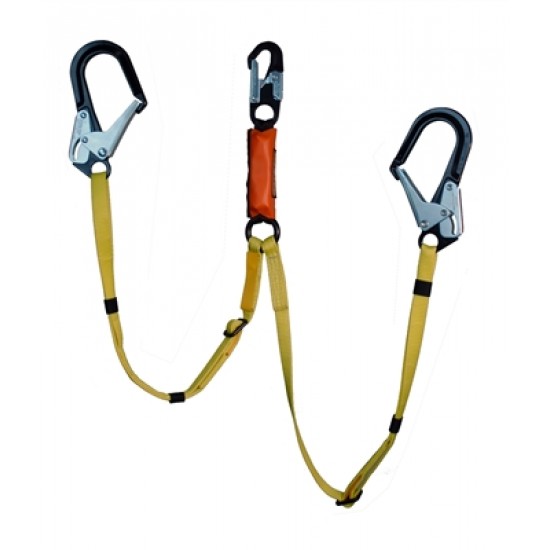 876-12 Adjustable Dual Leg 6-12 ft. Free Fall Lanyard - 2 1/2" Alum. Ladder Hook 